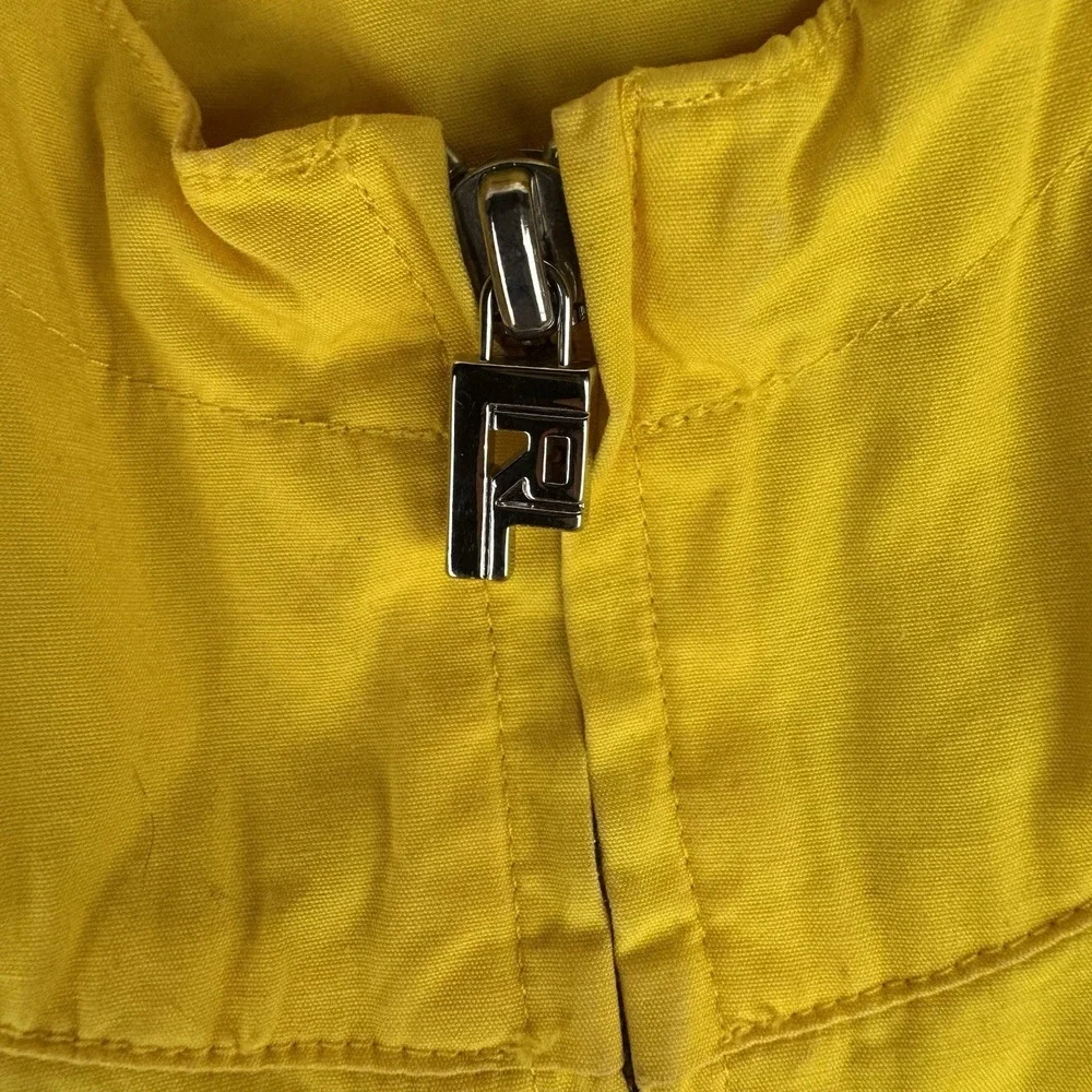 Ralph Lauren Women Medium Vest Hooded Yellow‎ Windbreaker Lined Vintage Rare - Picture 4 of 14
